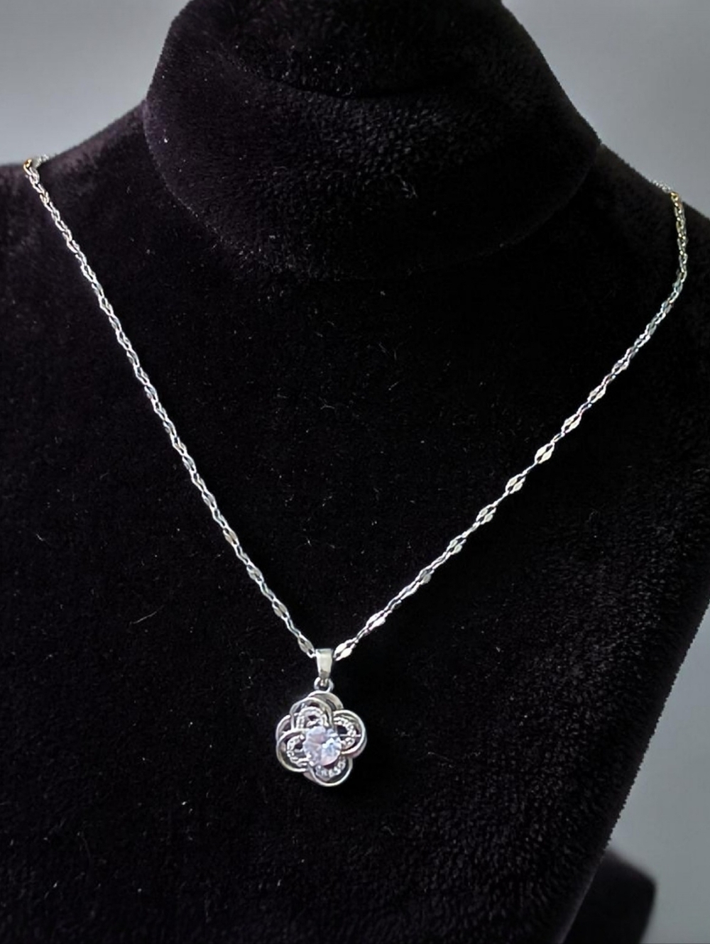 Silver Tone Floral Spinner Pendant Necklace Fidget Flower Adjustable Chain